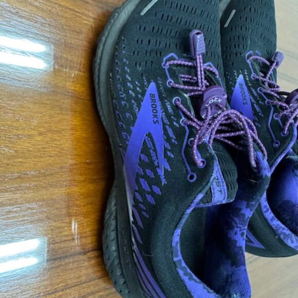 Brooks Men's Ghost 13 shoes Black / Purple Size 8 Medium - Picture 2 of 11